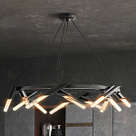 Люстра круглая с трубчатыми лампочками Vanguard Circle варинант исполнения - 3 | Loft Concept в Краснодаре