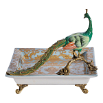 Блюдо квадратное с павлином на бронзовых ножках Eden Garden варинант исполнения - 3 | Loft Concept в Краснодаре
