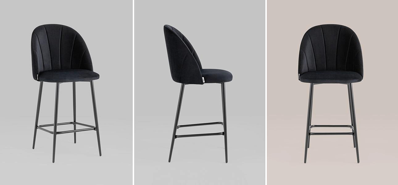 Барный Стул Balsari S Chair Черный Велюр Барный Стул Balsari S Chair Черный Велюр - Loft-Concept в Краснодаре