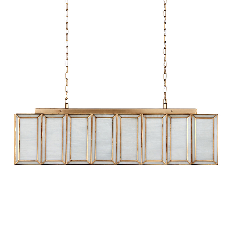 Люстра прямоугольная с каркасом золотого цвета Soft Glow Lamps Золотой Молочный в Краснодаре | Loft Concept 