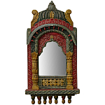 Настенное зеркало в резной раме из тропического дерева Carved Wood Mirror Colorful варинант исполнения - 1 | Loft Concept в Краснодаре
