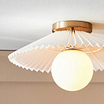 Потолочный светильник с белым плиссированным абажуром Headquarters варинант исполнения - 2 | Loft Concept в Краснодаре