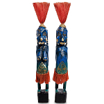 Комплект из 2-х деревянных статуэток Asmat Straw Headdress Statuettes Multicolor варинант исполнения - 3 | Loft Concept в Краснодаре