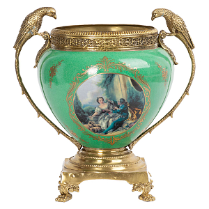 Ваза фарфоровая с орнаментом зеленая Hawk