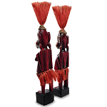 Комплект из 2-х деревянных статуэток Asmat Red Straw Headdress Statuettes Red Gold варинант исполнения - 2 | Loft Concept в Краснодаре