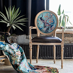 Полукресло из массива бука с сиденьем из экокожи и цветочным принтом на спинке Chinoiserie Garden Chair варинант исполнения - 5 | Loft Concept в Краснодаре