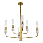 Люстра с 6-ю плафонами в форме стеклянных трубок и мраморных декоративных элементов Montreal варинант исполнения - 4 | Loft Concept в Краснодаре