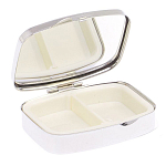 Таблетница карманная прямоугольная с 2-мя отделениями с зеркалом и накладкой из натурального камня Оникс Silver Stone Pillboxes варинант исполнения - 3 | Loft Concept в Краснодаре