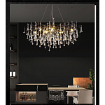 Люстра черная с прозрачными стеклянными подвесками в форме капель FAIRYTREE Light варинант исполнения - 5 | Loft Concept в Краснодаре