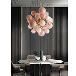 Люстра розовые шары на золотом каркасе Pink Light Bubbles варинант исполнения - 3 | Loft Concept в Краснодаре