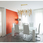 Люстра линейная золотого цвета с декоративными ветвями и длинными стеклянными подвесками в форме сосулек Droplet Chandelier варинант исполнения - 10 | Loft Concept в Краснодаре