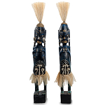 Комплект из 2-х деревянных статуэток Asmat Straw Headdress Statuettes Dark Blue варинант исполнения - 5 | Loft Concept в Краснодаре