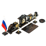 Настольный письменный набор с часами из природного камня обсидиана National Еmblem варинант исполнения - 2 | Loft Concept в Краснодаре