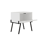Прикроватная тумба белая с откидной резной дверцей на 4-х металлических ножках NAIVE NIGHTSTAND WHITE варинант исполнения - 1 | Loft Concept в Краснодаре