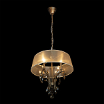 Люстра подвесная круглая с тканевым полупрозрачным абажуром и подвесками 4 лампы Gilded Elegance варинант исполнения - 3 | Loft Concept в Краснодаре