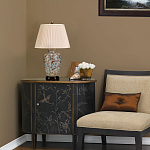 Настольная лампа с фарфоровым основанием нежно голубого цвета с золотистым цветочным рисунком и бежевым плиссированным абажуром Elstead Lighting варинант исполнения - 5 | Loft Concept в Краснодаре