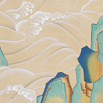 Обои ручная роспись Matsushima Waves Kano on Edo Straw India tea paper варинант исполнения - 2 | Loft Concept в Краснодаре