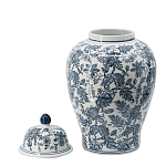 Ваза с крышкой и бело-синим цветочным узором Blue & White Ornament  варинант исполнения - 1 | Loft Concept в Краснодаре