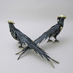 Статуэтка бронзовая пара Фазаны синие Bronze Birds варинант исполнения - 3 | Loft Concept в Краснодаре