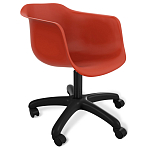 Стул пластиковый красного цвета на колесиках с подъемно-поворотным механизмом Eames Red варинант исполнения - 1 | Loft Concept в Краснодаре