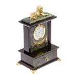 Часы настольные с декором в виде льва из натурального камня Нефрит Lion Stone Clock варинант исполнения - 2 | Loft Concept в Краснодаре