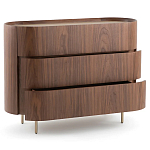 Комод округлой формы с тремя ящиками Walnut and Leather варинант исполнения - 3 | Loft Concept в Краснодаре