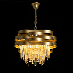 Люстра цвета матового золота с металлическими лентами и длинными прозрачными подвесками Gilded Waves варинант исполнения - 3 | Loft Concept в Краснодаре