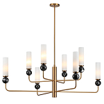 Люстра на штанге с 8-ю цилиндрическими матовыми плафонами и шарами из камня Orb Essence варинант исполнения - 5 | Loft Concept в Краснодаре