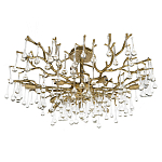 Потолочная люстра в виде ветвей деревьев золотого цвета с прозрачными подвесками-каплями Droplet Chandelier варинант исполнения - 3 | Loft Concept в Краснодаре