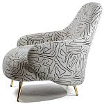 Кресло мягкое с принтом на золотистых ножках Onlooker варинант исполнения - 1 | Loft Concept в Краснодаре