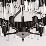 Люстра круглая из матового черного металла с подвесками из прозрачных стеклянных трубок Noir Tubes варинант исполнения - 10 | Loft Concept в Краснодаре