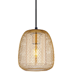 Подвесной светильник со стеклянным плафоном цилиндрической формы и металлической сеткой Metal Mesh Gold варинант исполнения - 1 | Loft Concept в Краснодаре