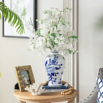 Ваза с бело-синей росписью и изображением цветов Blue & White Ornament варинант исполнения - 5 | Loft Concept в Краснодаре