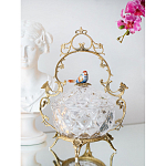 Конфетница с бронзовой ручкой и фарфоровой птичкой на крышке Eden Garden варинант исполнения - 4 | Loft Concept в Краснодаре