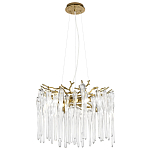 Люстра подвесная круглая в виде ветвей деревьев бронзового цвета с прозрачными подвесками-каплями Droplet Chandelier варинант исполнения - 3 | Loft Concept в Краснодаре