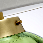 Настольная лампа с шарообразным прозрачным основанием из цветного переработанного стекла и белым цилиндрическим абажуром Elstead Lighting варинант исполнения - 2 | Loft Concept в Краснодаре