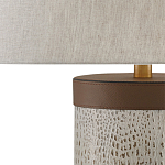 Настольная лампа с тканевым абажуром и основанием из кожи Leather Column варинант исполнения - 1 | Loft Concept в Краснодаре