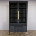 Витрина Primo со стеклянными фасадами и буфетом шпон Черный дуб варинант исполнения - 2 | Loft Concept в Краснодаре