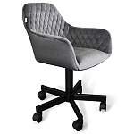 Стул с мягкой серой обивкой из велюра и подъемно-поворотным механизмом на черных колесиках Harper Gray варинант исполнения - 1 | Loft Concept в Краснодаре