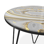 Стол журнальный c круглой столешницей из стекла серого цвета Gray and Gold Marble варинант исполнения - 3 | Loft Concept в Краснодаре