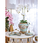 Блюдо из голубого фарфора с бронзовой ручкой в виде ветки Blue Garden варинант исполнения - 4 | Loft Concept в Краснодаре