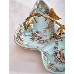 Блюдо из голубого фарфора с бронзовой ручкой в виде ветки Blue Garden варинант исполнения - 6 | Loft Concept в Краснодаре