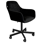 Стул с мягкой черной обивкой из велюра и подъемно-поворотным механизмом на колесиках Harper Black варинант исполнения - 1 | Loft Concept в Краснодаре