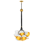 Люстра с 15-ю белыми  плафонами с золотой внутренней поверхностью Hinkley варинант исполнения - 7 | Loft Concept в Краснодаре