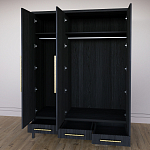 Большой Шкаф Primo Черный дуб с 3 дверьми и 3 выдвижными ящиками варинант исполнения - 8 | Loft Concept в Краснодаре