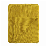 Плед из хлопка жемчужной вязки горчичного цвета Waffle Comfort варинант исполнения - 1 | Loft Concept в Краснодаре