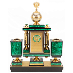 Настольный письменный набор из малахита и долерита с декором в виде герба России Leader Organizer варинант исполнения - 3 | Loft Concept в Краснодаре