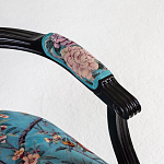 Полукресло из массива бука бирюзовое с изображением птиц и цветов Turquoise Chinoiserie Garden Chair варинант исполнения - 3 | Loft Concept в Краснодаре