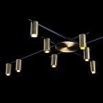 Потолочный светильник с 10-ю цилиндрическими плафонами цвета латунь TRIBES CHANDELIER варинант исполнения - 4 | Loft Concept в Краснодаре