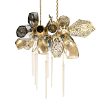 Люстра подвесная с 18-ю стеклянными плафонами с вертикальными подвесками Gilded Mirage  варинант исполнения - 1 | Loft Concept в Краснодаре